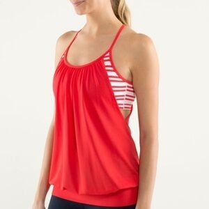 Lululemon Racerback Camisole Tank w/ Striped Built-In Bra with Logo | Size 4